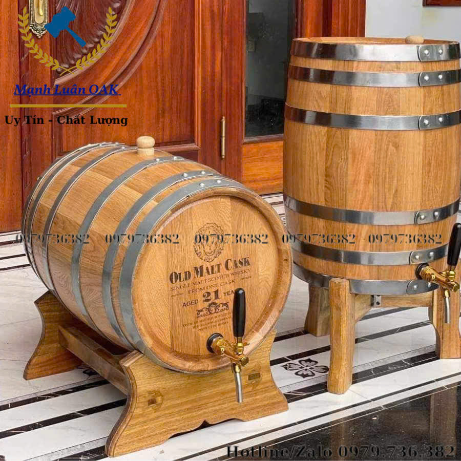 hình ảnh thùng gỗ sồi 20 lít dáng nằm và dáng đứng