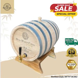 Hình ảnh mẫu thùng rượu gỗ sồi 30 lít để mộc tự nhiên