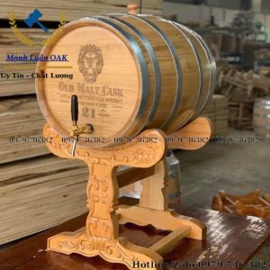 Thùng rượu gỗ sồi chân đục hoa văn