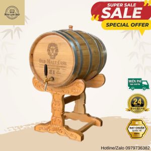 Thùng rượu gỗ sồi chân đục khắc hoa văn